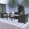 Flash Furniture Dark Gray Outdr Rattan Set, Sofa/2Chairs/Tbl, 4 pcs., 67.5 W 30 H DAD-SF-113T-DKGY-GG